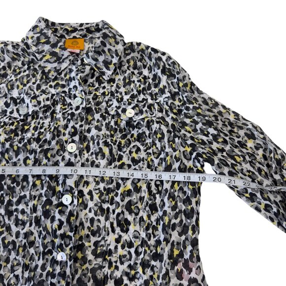 Ruby Rd. Womens Leopard Print Button-Up Shirt With 3/4 Sleeves Size 12 - Picture 5 of 11
